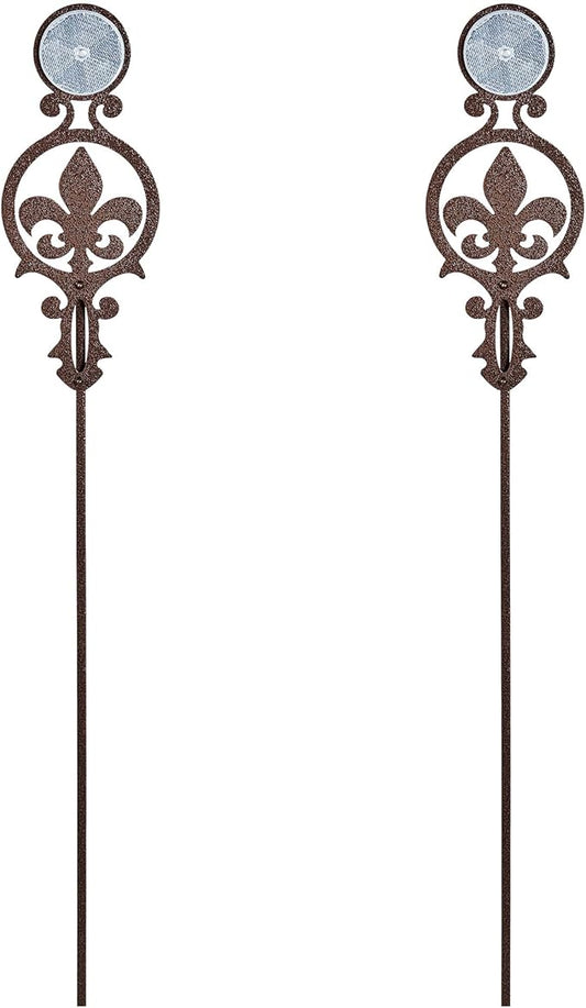 Touch of Class Pathways Reflective Driveway Marker Stake Set of Two for Outdoor Use | Fleur-de-Lis Emblem Design | Personalized Tall Reflector Set of 2 | Weathered Bronze Durable Finish