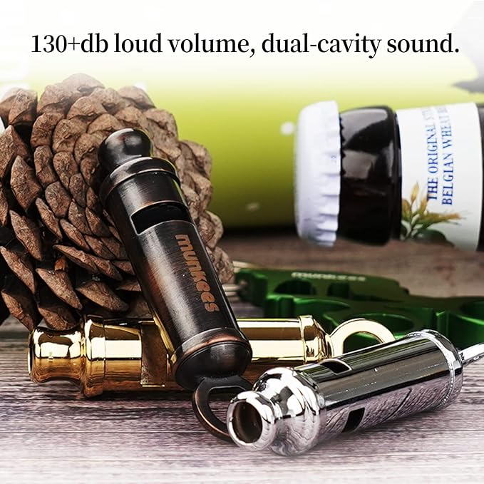 munkees 2-Channel high pitched Whistle, for Coaches and Referees, Outdoor Rescue, Retro Modeling and high Volume Outdoor Equipment