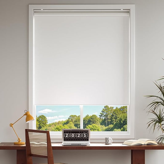 Cordless Roller Shades Blackout Blinds for Windows Room Darkening Rolled Up Shades with Spring System, UV Protection Window Shades Door Blinds for Home and Office(40" W x 72" H, White)
