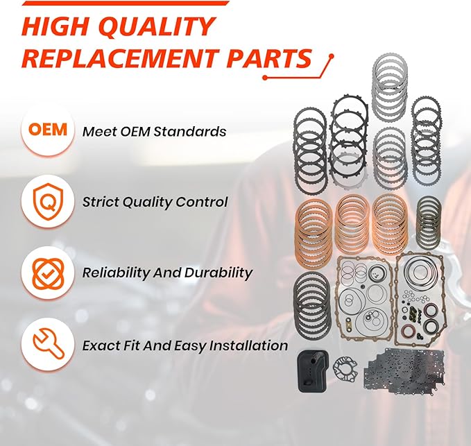 6L80E 6L90E Transmission Rebuild Kit With Filter, Compatible with Escalade Avalanche Suburban Yukon Camaro, Transmission Rebuild Overhaul Seals Set with Steel Clutch Plates Replaces Parts 6L80