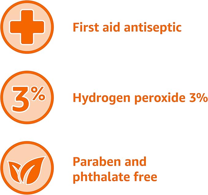 Amazon Basics Hydrogen Peroxide Topical Solution USP, Unflavored, 32 Fl Oz, Pack of 6