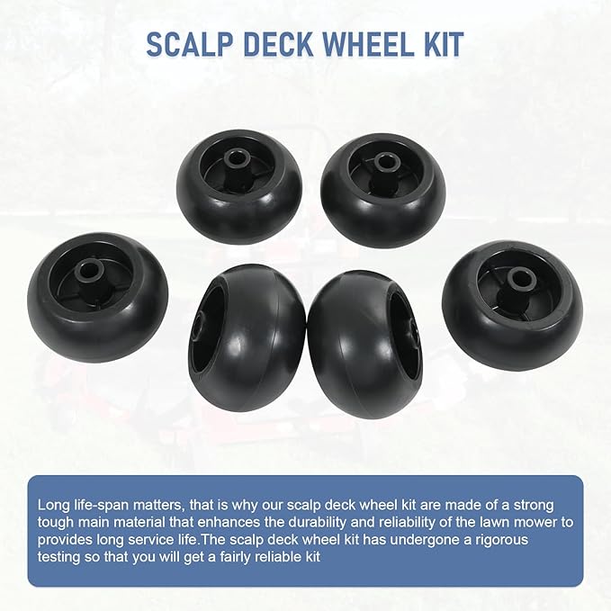 6Pcs Lawn Mower Anti Scalp Deck Wheel Kit Compatible with Bad Boy 022-5234-98 Exmark 103-3168 103-4051 103-7263 1-603299 & Many Bore 5/8” Wheel Size
