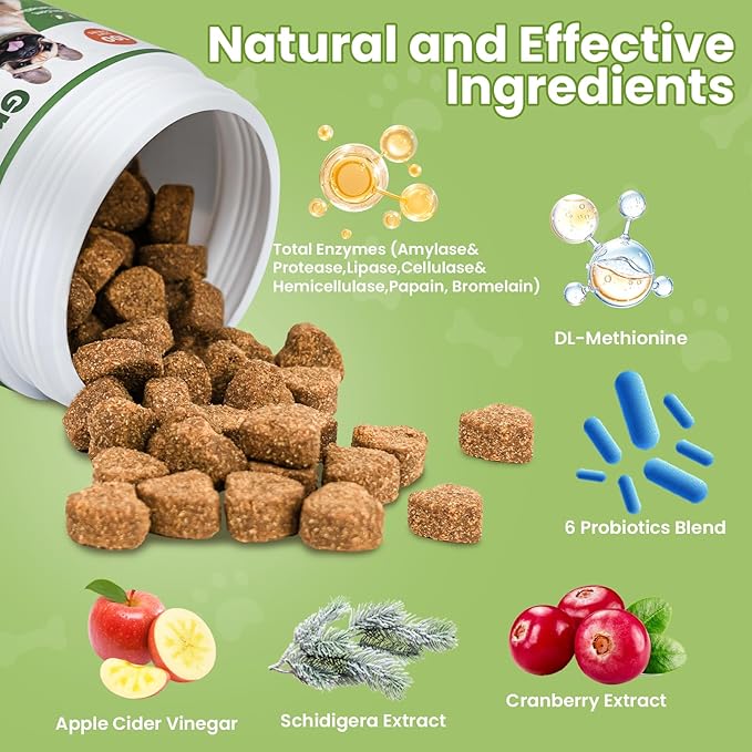 VUN Green Grass Dog Chews,Dog Urine Neutralizer for Lawn,Prevent Yellow Grass Spots&Lawn Burn, Lawn Saver,Support Urinary & Digestive Health with DL-Methionine,Cranberry & Probiotics-100 Soft Chews