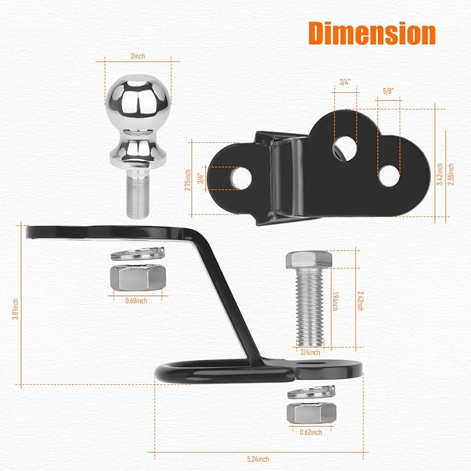 Chelhead UTV ATV 3-Way Hitch Adapter with 2 inch Ball 3500lbs for ATV UTV Trailer Hitch Adapter, 3" Drop/Rise, 3 Mounting Options, (3 Way Hitch Adapter with Ball)