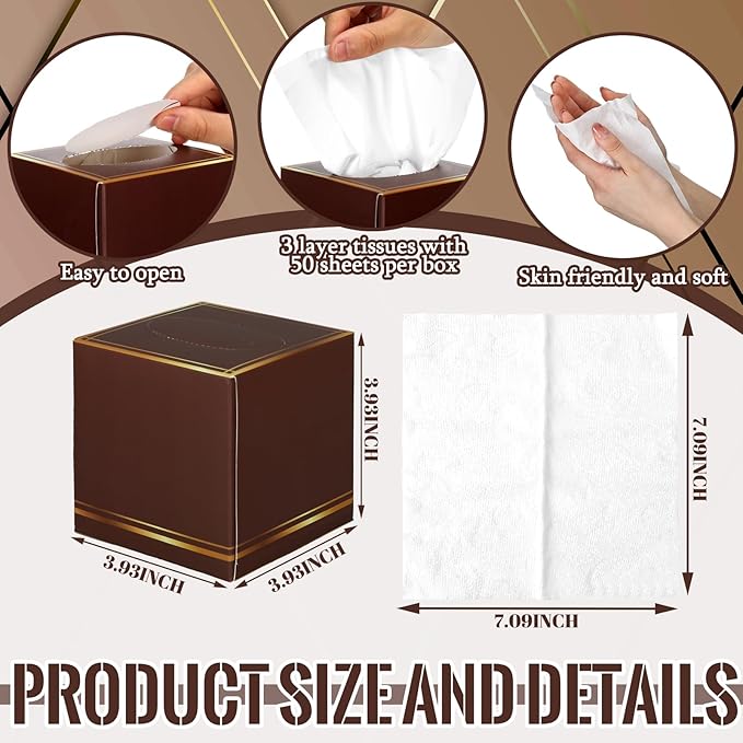 12 Pack Facial Tissues Cube Boxes Face Box 600 Sheets 3 Ply Soft Paper Square Tissues Bulk for Car Pocket Toilet Household Bedroom Family (Classic Retro Color)