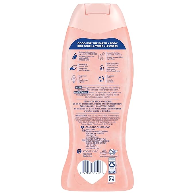 Softsoap Body Wash & Gel Strawberry, 20oz, pack of 4 + BIC Soleil Smooth Colors Women's Disposable Razors With Vitamin E Lubricating Strip for Enhanced Glide, Great Stocking Stuffer, 14-Count Gift Set