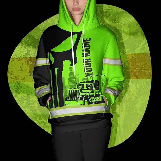Matedecor High Visibility Hi Vis Hoodie for Men - Jobs Collection Custom Name Class 3 Reflective Safety Workwear
