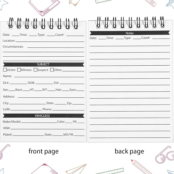 Sinmoe 8 Pcs Public Safety Police Field Interview book Top Bound Spiral Notebook, Writing Pad for Interviews, Accidents and Incident Reports, Field Book for Police, 5 x 3.5 Inches