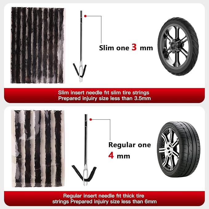 SUNSOUL Heavy Duty Tire Plug Kit, 40Pcs Off Road Emergency Puncture Repair for SUV, Truck, ATV, UTV, Tractor & Motorcycle - Fast Seal Tire Repair Kit with Tools (Include Insertion Tool)