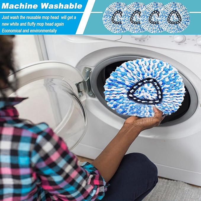 10 Pack Spin Mop Replacement Heads, Only Fit for RinseClean 2-Tank System, 100% Microfiber Spin Mop Refills,Spinning Mop Replace Head for Easy Wring Mop Floor Cleaning