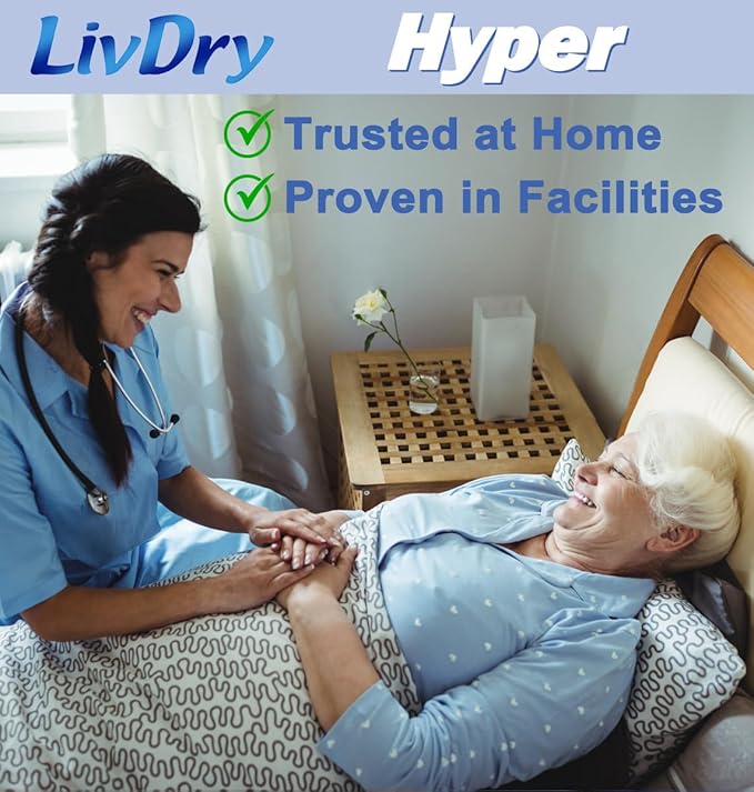 LivDry High Absorbency Pad Insert for Incontinence Briefs and Adult Diapers, Women and Men, Hyper 2400 (72 Count)