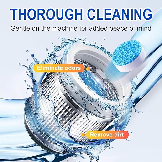 Washing Machine Cleaner Tablets 40Pcs Deep Cleaning Tablets, Compatible with HE, Top & Front Load, Deep-Clean Action – Removes residue & neutralizes odors