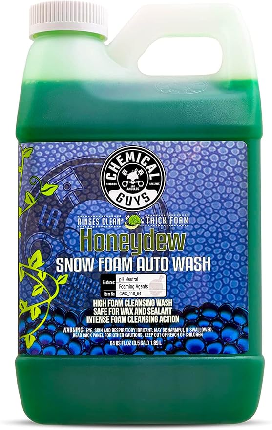 Chemical Guys Car Wash Soap for Foam Cannon or Bucket, Honeydew Snow Foam Car Wash Soap for Trucks, Motorcycles, RVs & More, Super Suds, Honeydew Scent - 64 oz (Half Gallon)