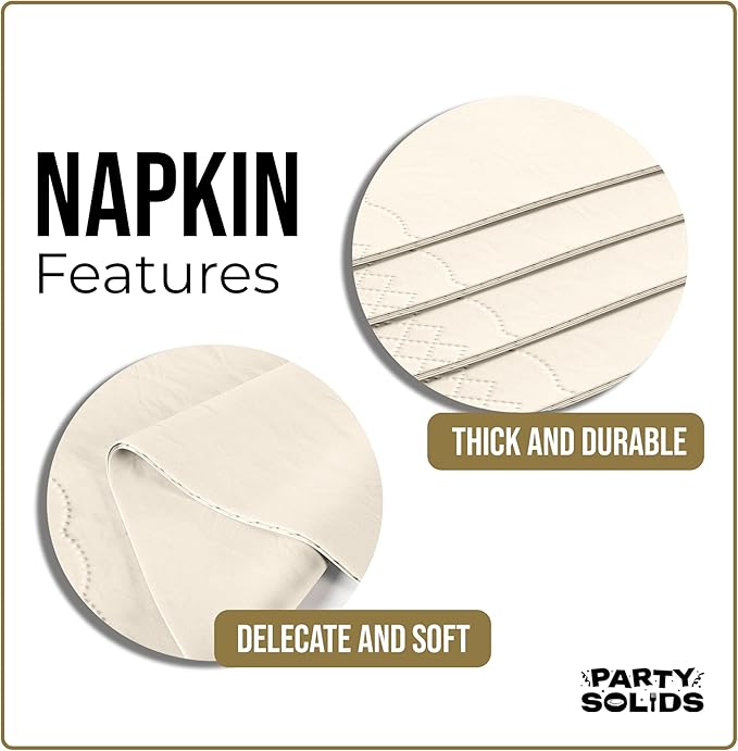 Ivory Dinner Napkins Disposable 8" x 4" Folded - 40 Pcs 2 Ply Ivory Napkins Disposable Paper Guest Towels for Bathrooms, Dinners, Everyday Parties & Party Supplies