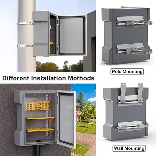 Waterproof Electrical Enclosure 16.1"x13.8"x7.1", Outdoor Electrical Box Weatherproof, Vented Electrical Junction Box Iron Electric Project Box with Reinforced Lock (Grey Iron)