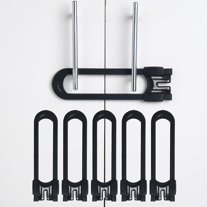 Sliding Cabinet Locks Baby Proofing – Adjustable Child Safety Latches for Knobs & Handles – 6 Pack – No Adhesive Drilling or Tools - Black