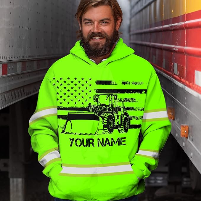 Matedecor High Visibility Hi Vis Hoodie for Men - Jobs Collection Custom Name Class 3 Reflective Safety Workwear