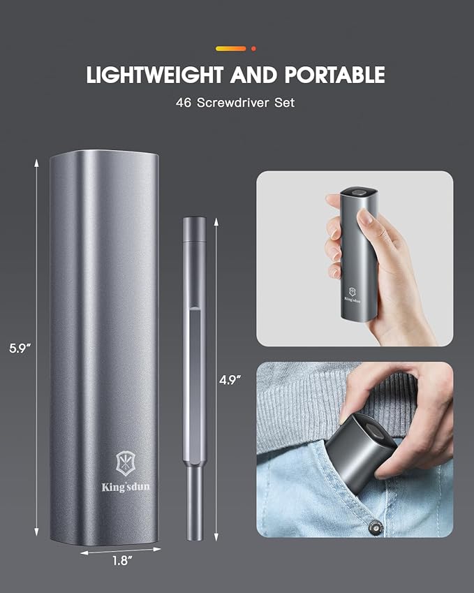 Kingsdun Precision Screwdriver Set, 46-in-1 Small Screwdriver with 42 Magneitc Bits Torx Star, Electronic Repair Tool Kit for Computer Laptop Macbook Xbox Phone Eyeglasses Switch RC Watch DIY