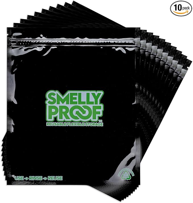 10pk LARGE Black Reusable Washable Bags, US-Made, BPA FREE, NO PEVA, Non-Silicone Food Storage 4-MIL Reusable Freezer 10 x Smelly Proof Bags Quart 8.5" x 10"