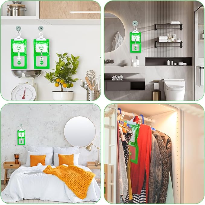 SPOKKI 10 Pack Dehumidifier Bags, Moisture Absorber Hanging Bags, Closet Moisture Absorbers, For Use In Kitchens, Bedrooms And Wardrobes