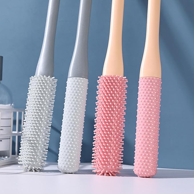 OWIIZI Toe Cleaning Brush 15.7" Foot Scrubber in Shower with Long Handle Silicone Gap Brush Between Toes Cleaner Soft Feet Care Scrub for Seniors,Elderly, Men and Women- 2Pack