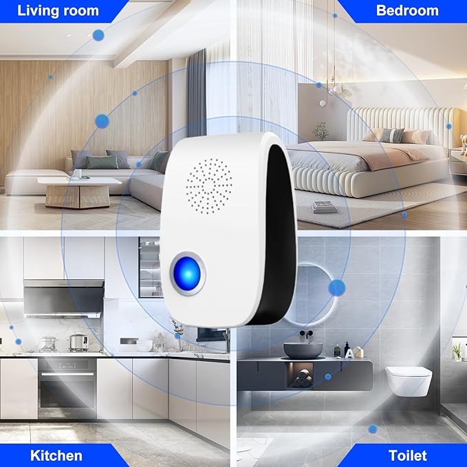 Upgraded Ultrasonic Repellent, Indoor Pest Repellent, Electronic Plug in Pest Control for Roach, Ant, Rodent, Mouse, Bugs, Mosquito, Spider Repellent for House, Garage, Warehouse (12 Packs)