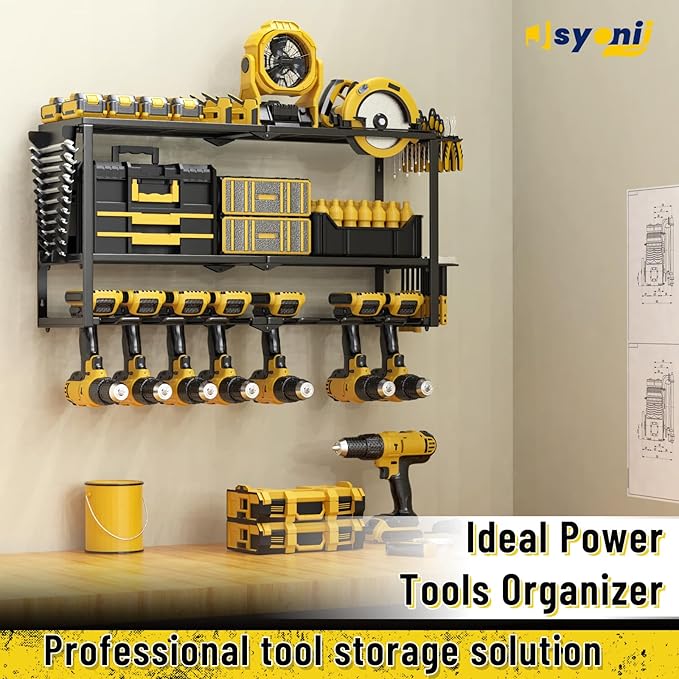 Power Tool Organizer Wall Mount, Heavy Duty 8 Drill Holder Wall Mount, Metal Cordless Tool Shelf, Tool Holder and Storage Rack for Garage Organization Workshop, Men's gifts