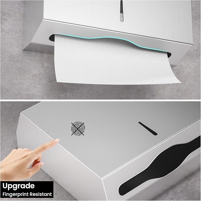 Paper Towel Dispenser Wall Mount -Commercial C Fold/Multi-fold/Tri-fold,Stainless Steel Bathroom Hand Towel Dispenser with Lock Design