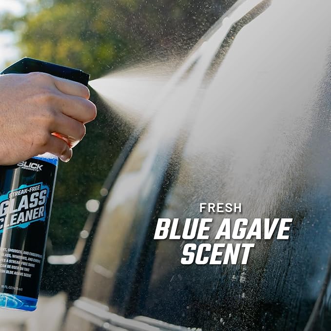 Slick Products Streak-Free Glass Cleaner – Ammonia-Free Window, Mirror, Chrome & Tint Cleaner – Removes Dirt, Smudges & Fingerprints – Ready-to-Use – 128 oz.