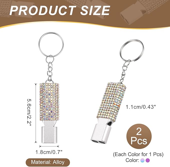 PATIKIL Emergency Whistle with Keychain, Bling Safety Survival Whistles Rescue Signaling Loud for Outdoor Camping Hiking Boating Hunting Fishing