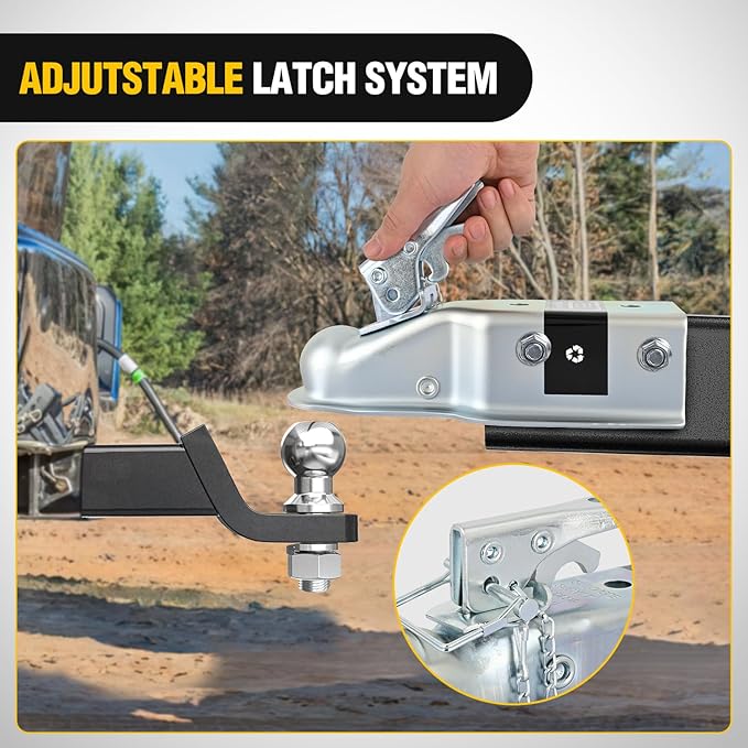 Nilight Straight Trailer Coupler with Security Latch&Chain for 2-Inch Hitch Ball, 3-Inch Channel,3500 LBS,Heavy Duty Trailler Tongue Coupler for Station Wagon, Truck, Bolted & Welded Installation