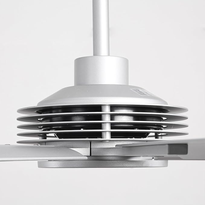 Industrial Ceiling Fans with Remote Control, 100 Inch Large DC Motor Ceiling Fans without Lights for Living Room Shop Garage Bedroom Indoor Outdoor, 6-Speed, Reversible 7 Aluminum Blades, Timer