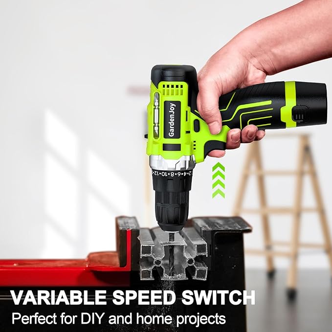 GardenJoy 20V Cordless Drills Set, Power Electric Drill kit with Battery and Charger 65pcs Acessories 3/8"Keyless Chuck 2 Variable Speed 24+1 Position Compact Driver Kit for Home & DIY Project