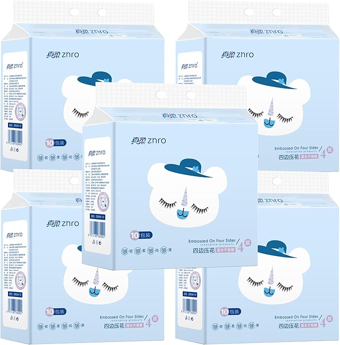 Zhro 4-Ply Premium Facial Tissues, 40 Large Packs (5.6x3.6x2.7") - 4000 Sheets Value Set, Hypoallergenic & Lint-Free for Home/Office/Travel