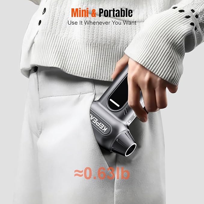 KEPEAK Electric Compressed Air Duster, 130000RPM Cordless Rechargeable Air Duster with Brushless Motor, 4 Gear Adjustable Dust Blower for Computer, Keyboard, Home & Outdoor