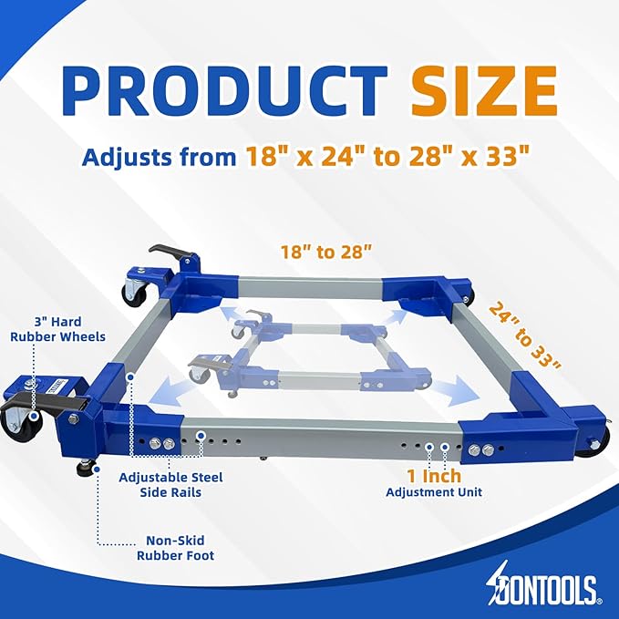 SOONTOOLS Universal Mobile Base, 1300 lbs Capacity, Adjustable Heavy Duty Mobile Base, Industrial Rolling Tool Stand with Swivel Wheels for Large Tools, Machines, Bandsaw, Power Tools