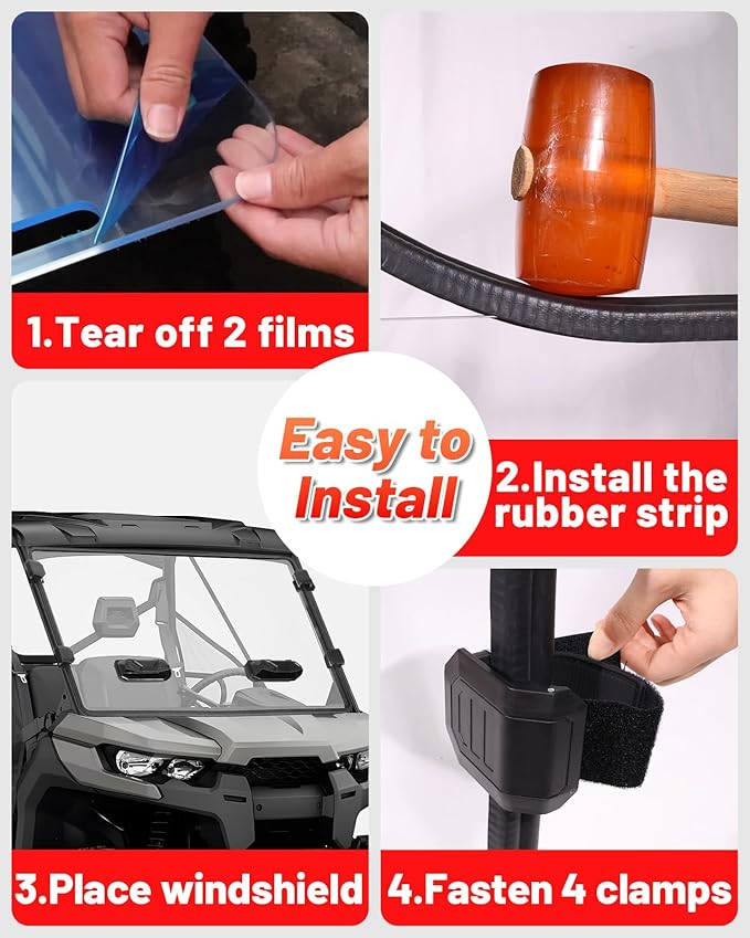 StarknightMT Scratch Resistant Vented Windshield Compatible With 2016-2025 Can-Am Defender HD5/HD8/HD10/MAX, Front Full Defender Windshield Hard Coated Polycarbonate Dust Windscreen