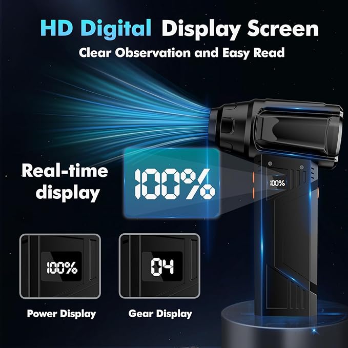 IVJ Compressed Air Duster, 180000RPM Super Power Cordless Electric Air Duster with LED Light Rechargeable 4 Gear Adjustable Mini Air Duster, Dust Blower for Computer, Keyboard, House, Outdoor and Car