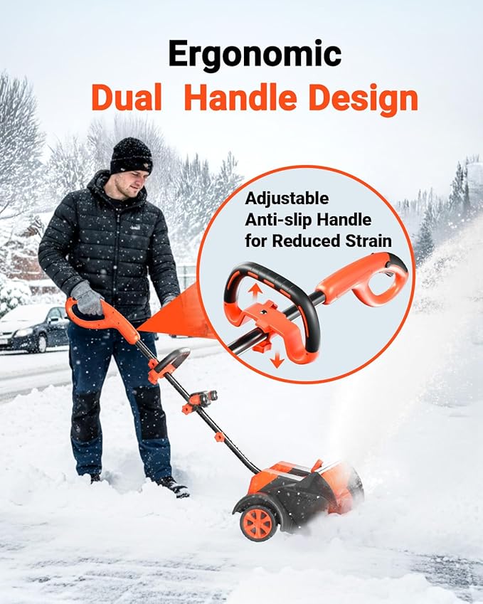 VOLTASK 48V (2 * 24V) 15.8” Cordless Snow Shovel, Brushless Battery Snow Blower, Battery Powered Snow Thrower with Wheels and LED Lights, 2 * 4Ah Battery and Charger Included