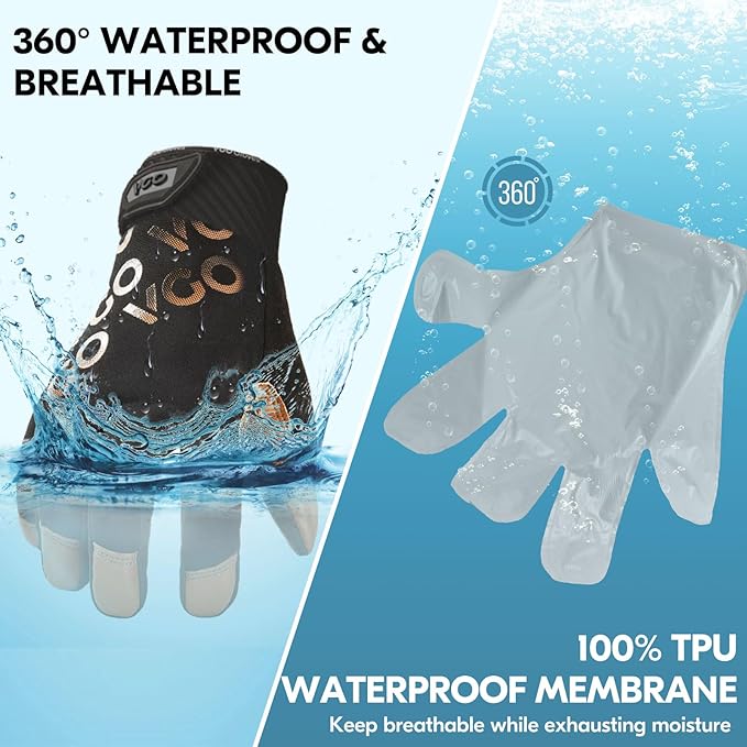Vgo... 1-Pair -4? or above 3M Thinsulate C100 Winter Warm Waterproof Light Duty Mechanic Glove, High Dexterity, Anti-abrasion, Rigger Glove (Size XL, Brown, GA9603FW)