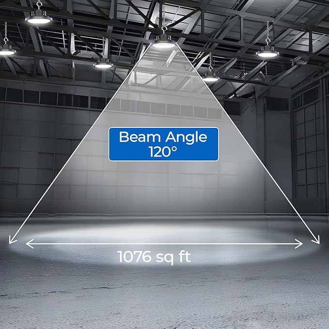 CINOTON UFO LED High Bay Light, 160W/120W/80W Switchable, AC100-277V LED Shop Lights with US Plug, 24000LM Dimmable 0-10V Commercial Bay Lighting for Garage Workshop 5000K Daylight-UL Listed, 1 Pack