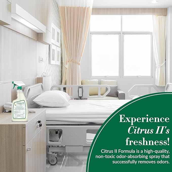 Citrus II Hospital Germicidal Deodorizing Cleaner - Fresh Citrus Scent - Disinfecting Spray - for Home, Hospital and Office Surfaces and Supplies - 22 Fl Oz