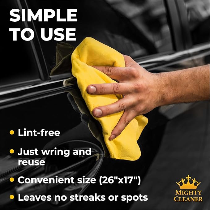Premium 2pk +1 Free Shammy Cloth for Car Drying - 26"x17" - Super Absorbent Chamois Towel - Scratch-Free, Reusable & Soft Wash Cloth - Car Drying Towels
