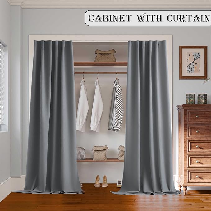 Room Divider Curtains with Ceiling Track, 95% Blackout Heavy Curtains Noise Reduction Privacy Curtain System Kits, 10 ft Wide x 7 ft Tall, Grey, 1 Panel