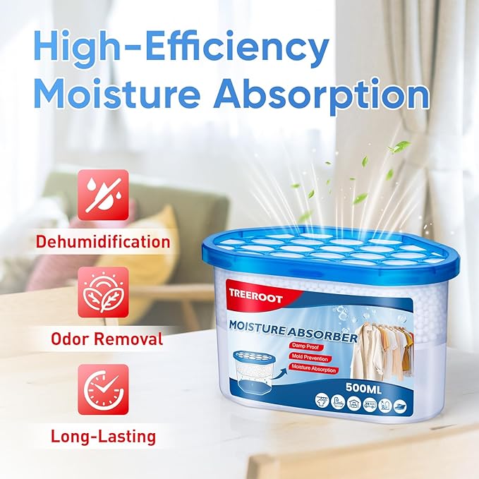 10 Pack Moisture Absorbers, 10.5 OZ Humidity Absorber Bucket, Moisture Absorbers for Closet, Dehumidifier Bucket for Wardrobes、 Kitchens and Bathrooms, Fragrance Free Humidity Absorber