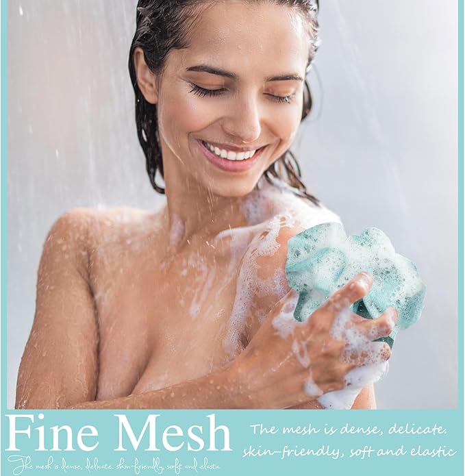 CHENGU 80 Pcs Loofah Bulk Sponge Bath Sponges for Shower, Bath, Body Pouf Mesh Loofah Exfoliating Body Scrubber for Baby, Women, Men, 20g (Plain, Novel Colors)