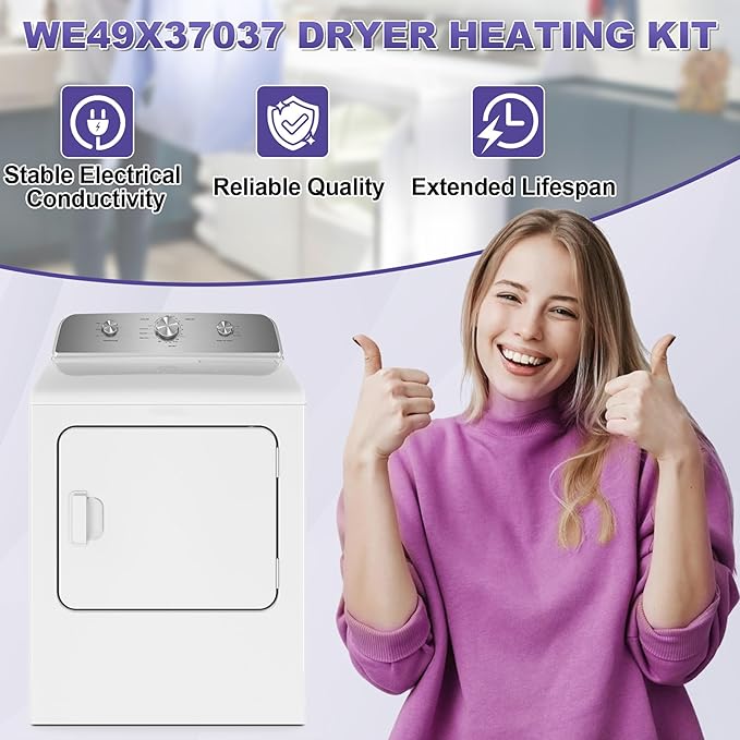 WE49X37037 Dryer Heater Wire Repair Kit Compatible with GE/Hotpoint Dryers Replaces WE49X32946 AP7217217 EAP17137283 PS17137283 PD00084037 with 1x16FT Black Electrical Tape