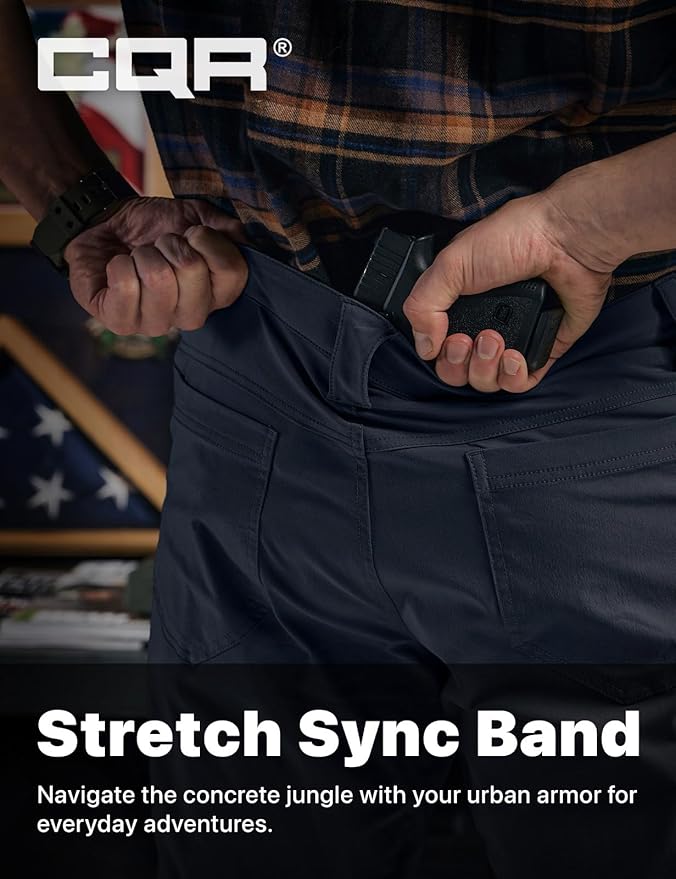CQR Men's Vent Stretch Pants, Quick Dry Lightweight Casual Cargo Pants, Water Resistant Straight-Fit Utility Work Pants