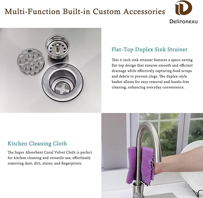 15 Inch Drop In Bar Sink – Delironexu 18 Gauge Stainless Steel Small Kitchen sinks & Small Bar Sink, 15"x15" Wet bar sink with 2" Drain Hole, Brushed Finish, Ideal for RV, Prep, and Outdoor Use