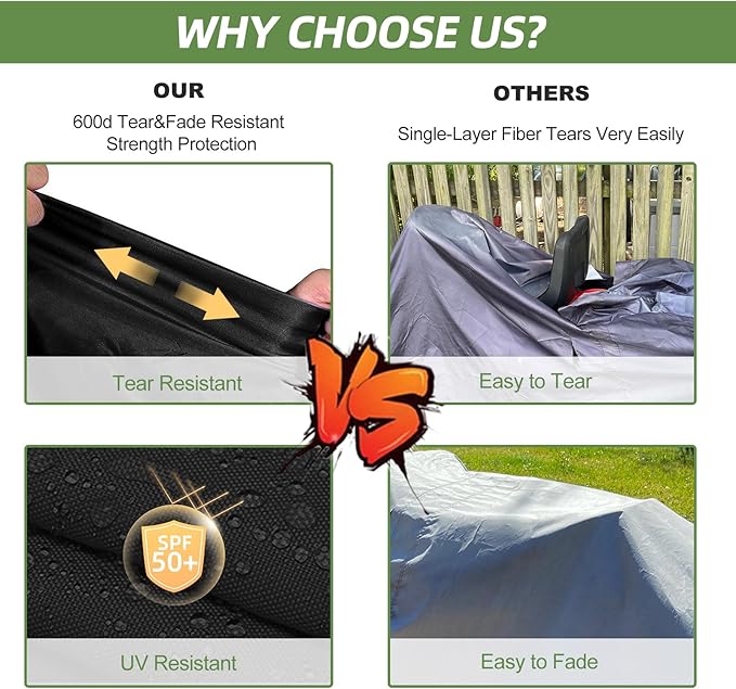Lawn Mower Cover, 600D Waterproof Zero Turn Mower Cover, Outdoor Universal Zero Lawnmower Cover with Reflective Strip (79×46×55 Inch/Black)